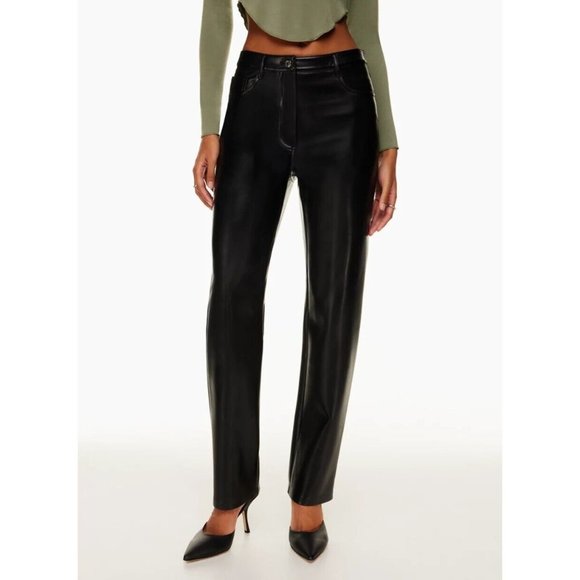 Aritzia WILFRED Melina Black Vegan Leather Ankle Trousers Pants, Size 2 - Picture 9 of 13